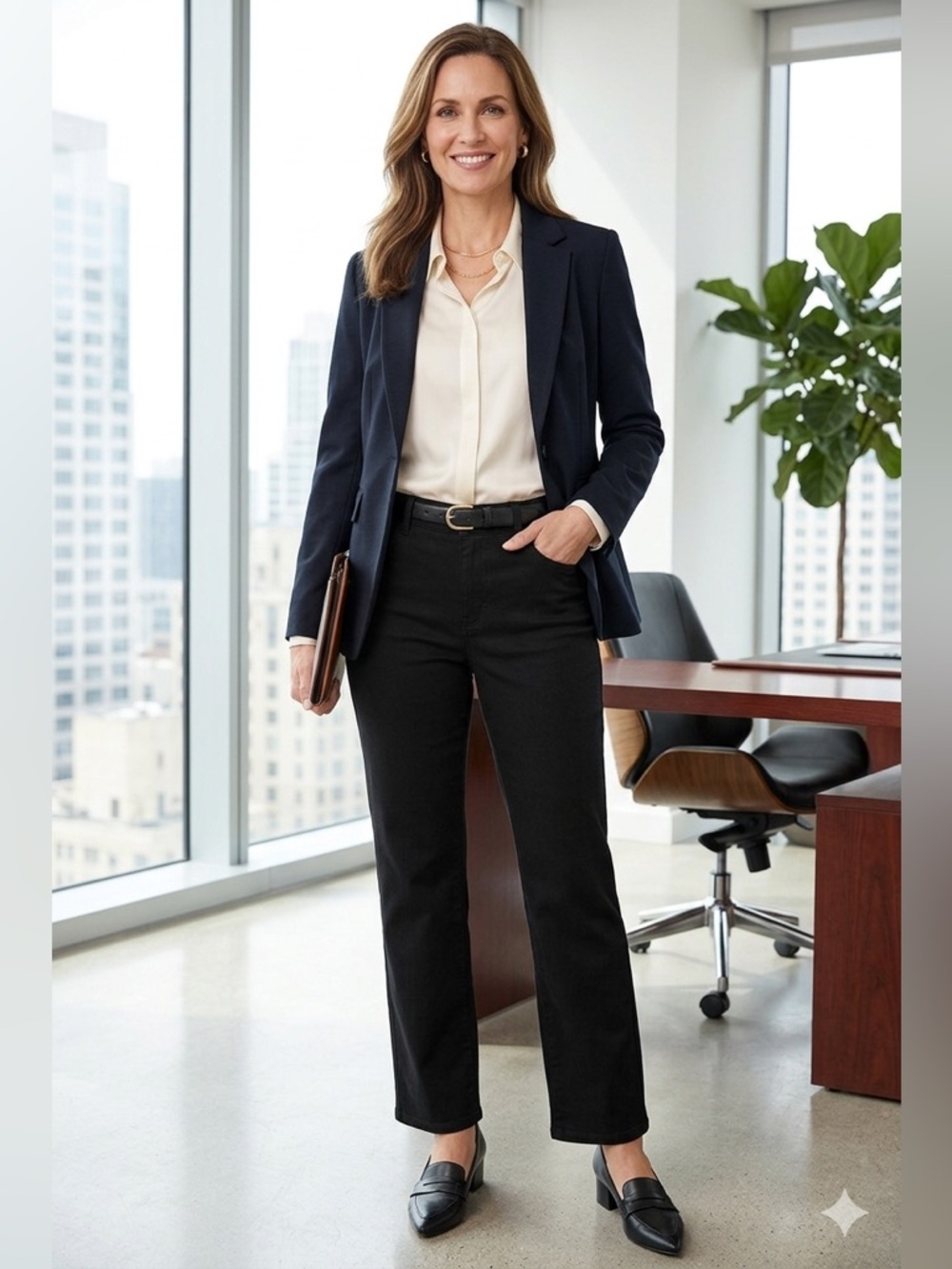 Chico's | High Rise Straight Leg Black Trousers | Sz 8P